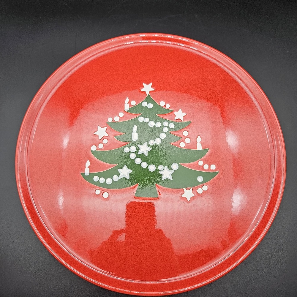 Waechtersbach Christmas Tree Red 12-1/4" Cake Plate Charger Platter W Germany A2